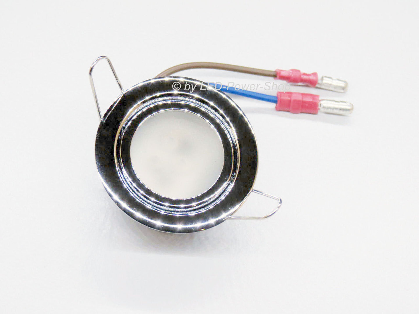 12V Dometic recessed light 3 LED frosted glass E. Pins chrome with leg spring